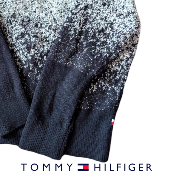 Tommy Hilfiger Ombre Metallic Crewneck Sweater In Silver/ SkyCaptain Blue - M - Picture 4 of 4